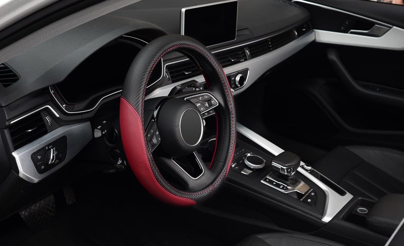LABBYWAY Microfiber Leather Auto Car Steering Wheel Cover  Universal 15 Inch Anti-Slip Wheel Protector  Claret - Image 4